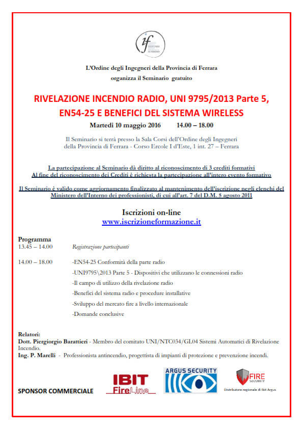 pgm professionista antincendio locandina seminario rivelazione incendio wireless